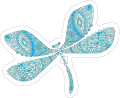 Blue Line Art Dragonfly Sticker