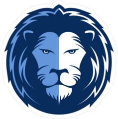 Blue Lion Head Mascot Sticker