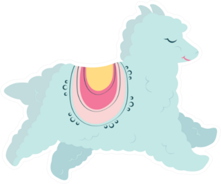 Blue Llama Illustration Sticker
