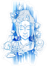 Blue Lord Buddha In Meditation Sticker