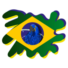 Blue Macaw In The Center Of The Flag Of Brazil Sticker