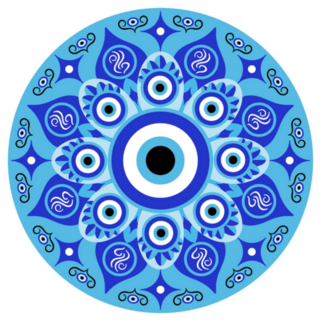 Blue Mandala Evil Eye, Greek Amulet Against Evil Sticker