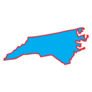 Blue Map Of The The State North Carolina Sticker