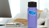 Blue Map Of USA Sticker on a Water Bottle (New) example