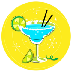 Blue Margarita: Retro Cocktail Icon Sticker