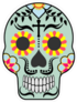 Blue Mexican Sugar Skull with Mustache Sticker