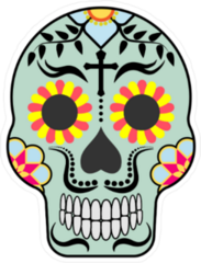 Blue Mexican Sugar Skull with Mustache Sticker