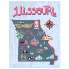 Blue Missouri, Usa. Travel And Attractions Sticker