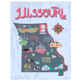 Blue Missouri, Usa. Travel And Attractions Sticker