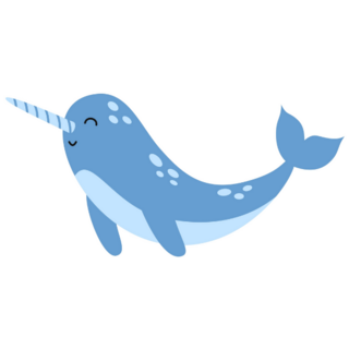 Blue Narwhal Cute Marine Life Sticker