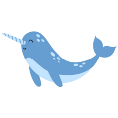 Blue Narwhal Cute Marine Life Sticker