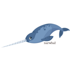 Blue Narwhal Long Horn Sticker