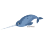 Blue Narwhal Long Horn Sticker