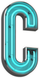 Blue Neon Letter C Sticker