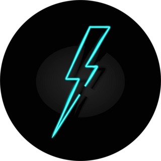 Blue Neon Lightning Bolt Sticker