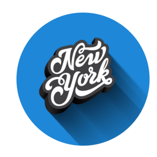 Blue New York RetroText Calligraphy Sticker