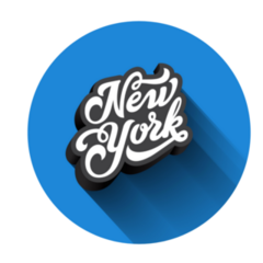 Blue New York RetroText Calligraphy Sticker
