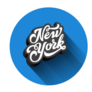 Blue New York RetroText Calligraphy Sticker