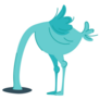 Blue Ostrich Head in Ground Sticker