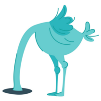 Blue Ostrich Head in Ground Sticker