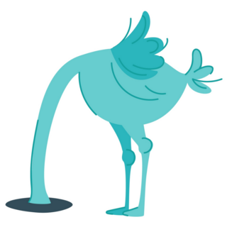 Blue Ostrich Head in Ground Sticker