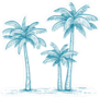 Blue Palm Tree Group Illustration Sticker