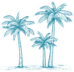 Blue Palm Tree Group Illustration Sticker