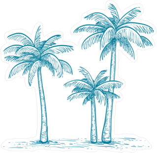 Blue Palm Tree Group Illustration Sticker
