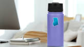 Blue Polygonal Ghana Sticker on a Water Bottle (New) example