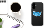 Blue Population USA Map Sticker on a Phone (New) example