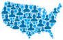 Blue Population USA Map Sticker