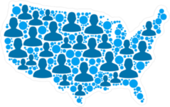Blue Population USA Map Sticker