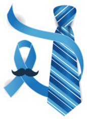 Blue Prostate Cancer Ribbon With Mustache And Necktie Sticker