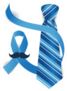 Blue Prostate Cancer Ribbon With Mustache And Necktie Sticker