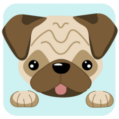 Blue Pug Icon Sticker