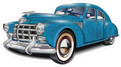 Blue Retro Car Sticker