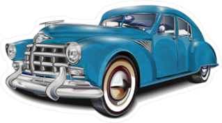 Blue Retro Car Sticker