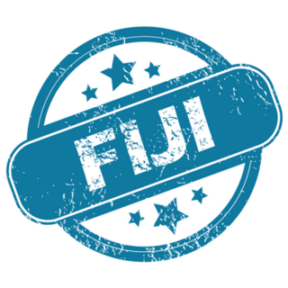 Blue Round Rubber Stamp Star Fiji Sticker