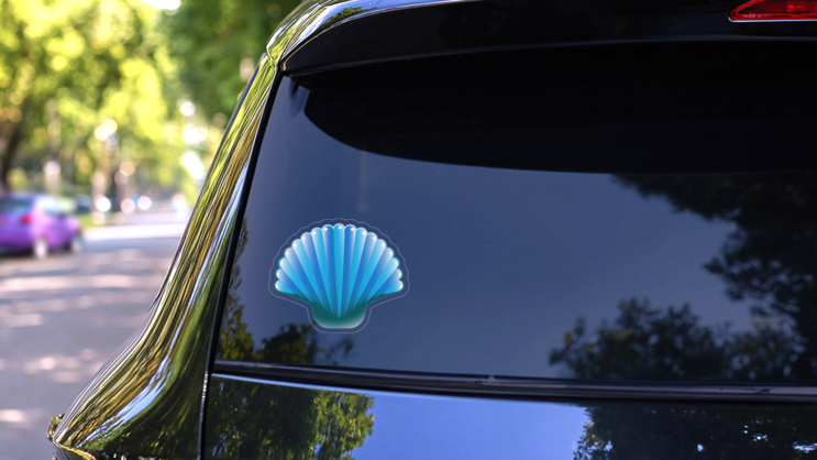 Blue Scallop Seashell Sticker on a Rear Car Window (New) example