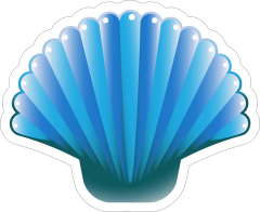 Blue Scallop Seashell Sticker
