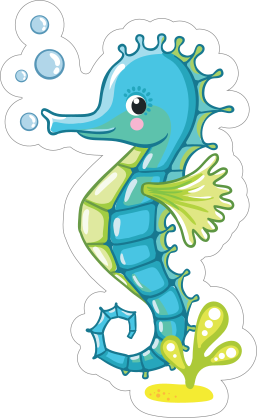 Blue Seahorse Blowing Bubbles