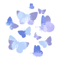 Blue Silhouettes of Watercolor Butterflies Sticker