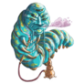 Blue Smoking Caterpillar Detailed Sticker