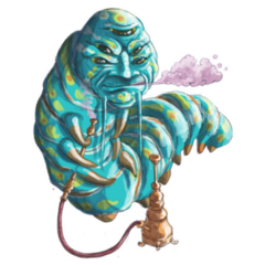 Blue Smoking Caterpillar Detailed Sticker