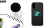 Blue Spotted Flying Dragon Sticker on a Phone (New) example