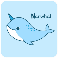 Blue Square Narwhal Sticker 