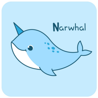 Blue Square Narwhal Sticker 