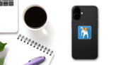 Blue Square Terrier Sticker on a Phone (New) example