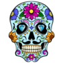 Blue Sugar Skull With Diamonds and Flowers Sticker