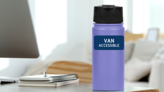 Blue Van Accessible Sticker on a Water Bottle (New) example